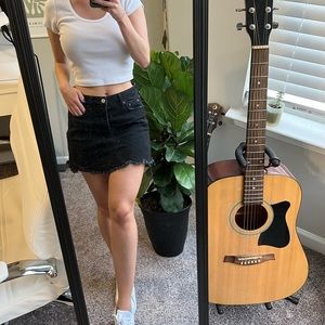 Black Denim Mini Skirt